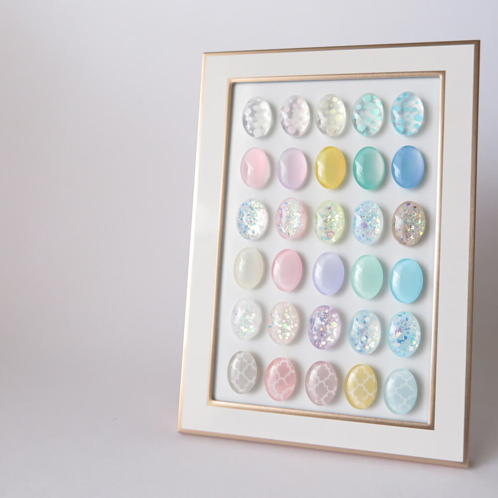 オーバルガラス　ディスプレイビーズ　クリ