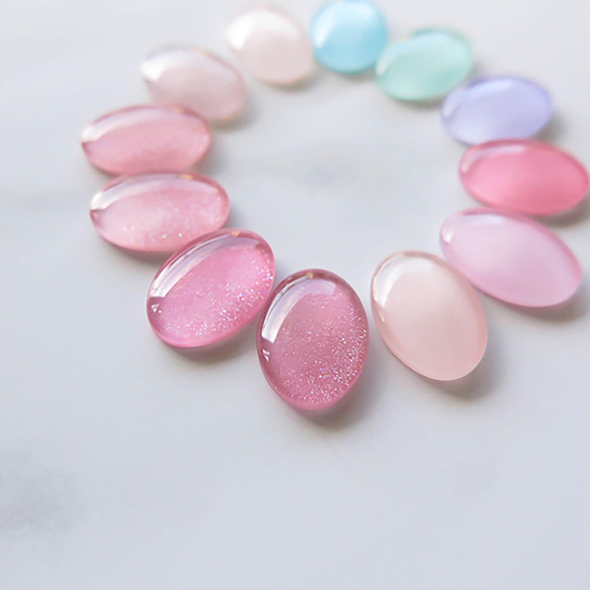 オーバルガラス　ディスプレイビーズ　クリ