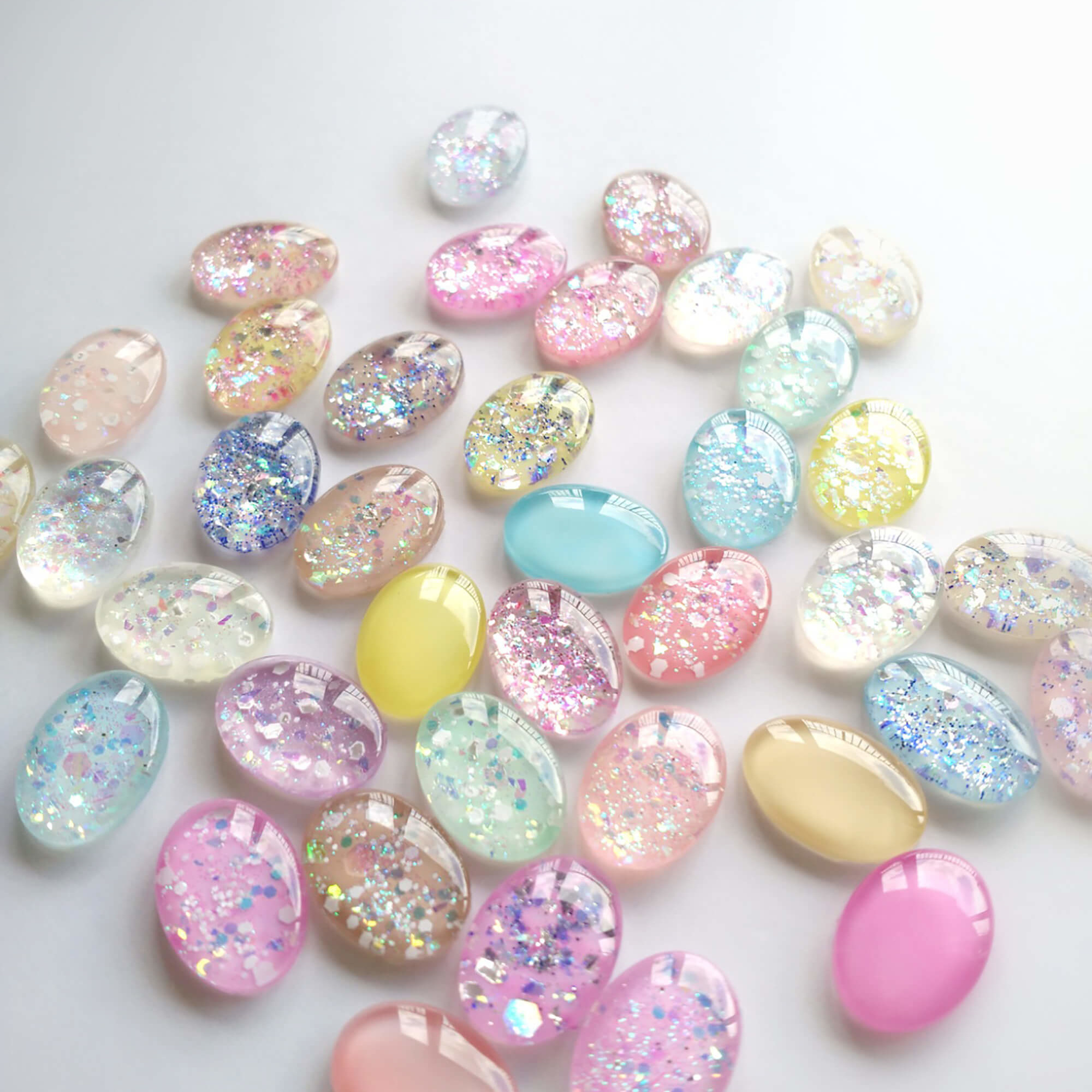 オーバルガラス　ディスプレイビーズ　クリ